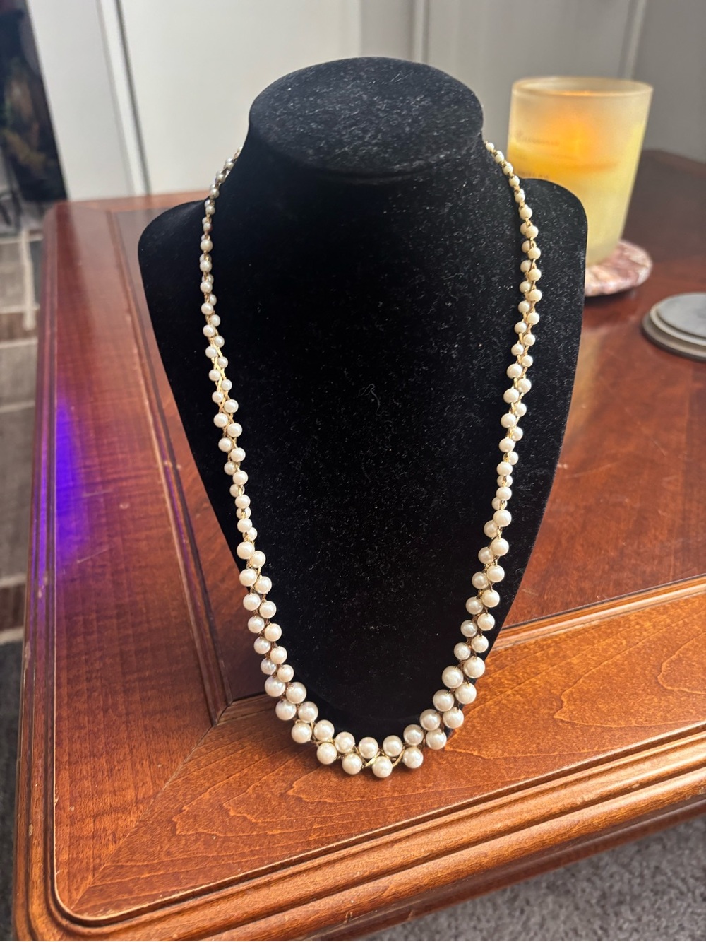 Trifari Cream Pearl Double Strand Necklace